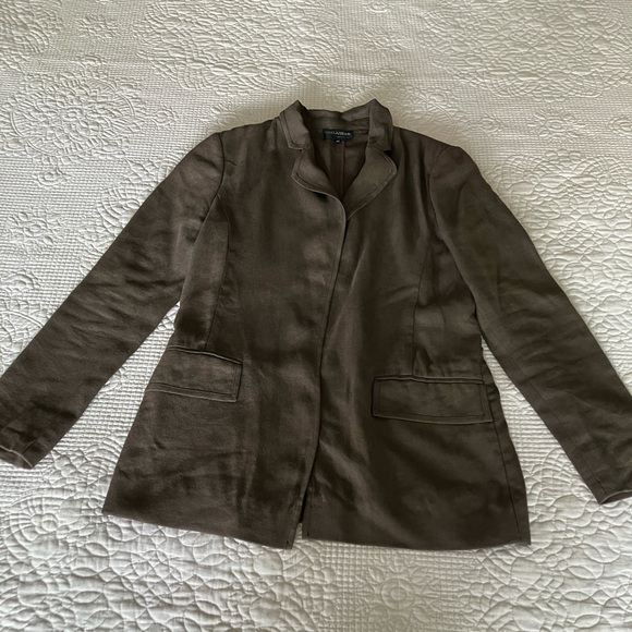 VTG EUC Callaghan (by Gianni Versace) brown women's linen blazer - Picture 3 of 12